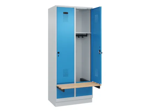 locker met bank,HxBxD 1950x800x815mm,2vak,vak B 400mm,draaigrendel
