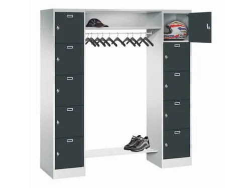 personeelsgarderobe draaigr. 1950x1700x500mm 2x5 vakken 400mm RAL7016