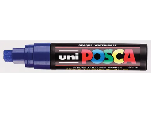 Verfstift Posca PC17K Extra Brede punt 15mm rechthoek donkerblauw