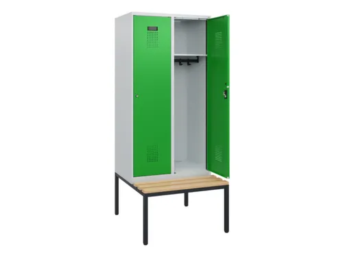 locker met bank,HxBxD 1950x800x815mm,2vak,vak B 400mm,cilinderslot