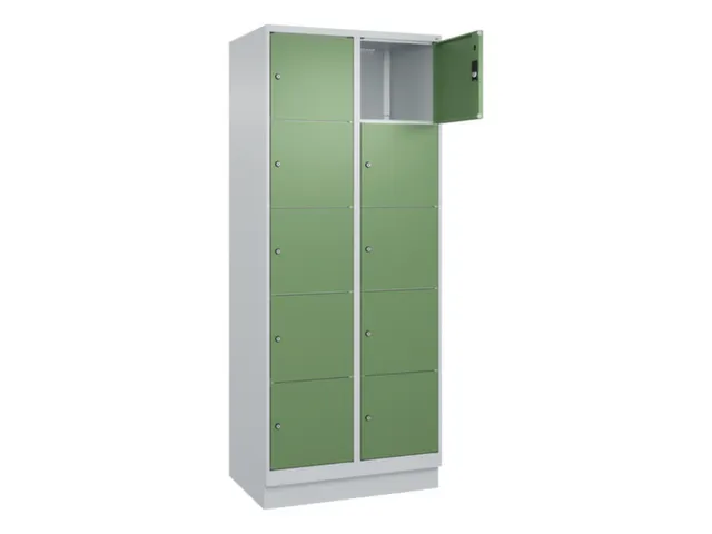 lockerkast,HxBxD 1950x800x500mm,2x5vakken,vak B 400mm,cil.-slot,sokkel