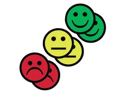 Magneet smiley 75mm 2x geel 2x groen 2x rood