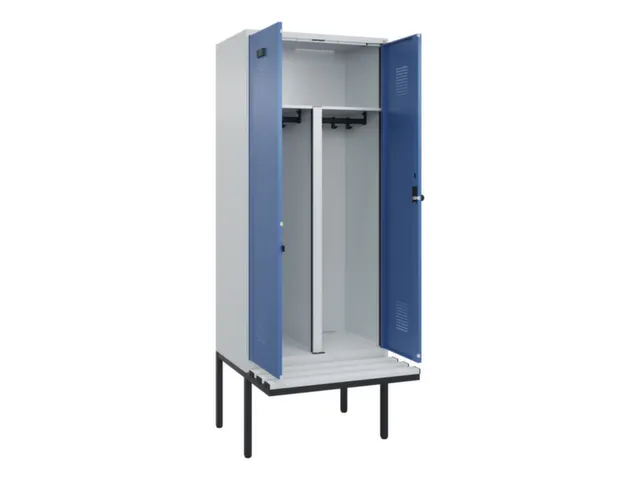PBM-locker met bank,HxBxD 2120x800x815mm,2vak,vak B 400mm,draaigrendel