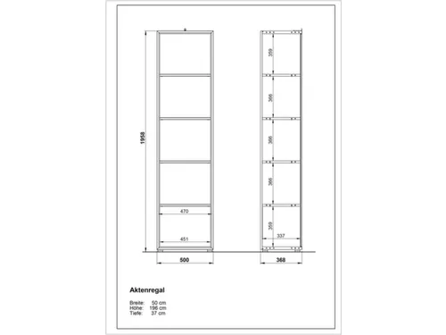 dossierstelling,HxBxD 1960x500x370mm,5xhouten vloer,5ordnerhoogtes