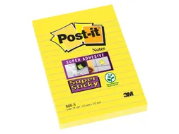 Memoblok 3M Post-it 660 Super Sticky 102x152 geel met lijn