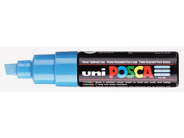 Verfstift Posca PC8K Brede punt 8mm schuin lichtblauw