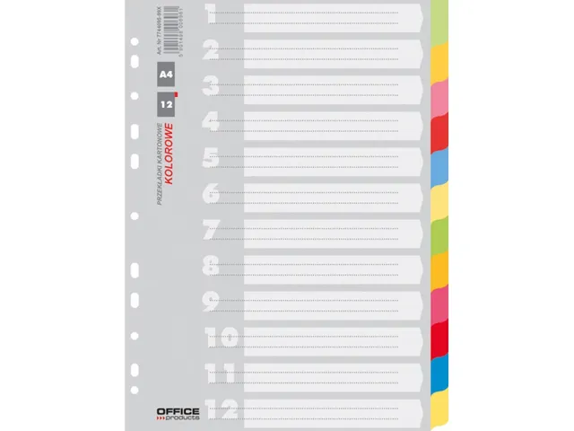 Office Products tabbladen A4 karton 11-gaats 12 tabs assorti