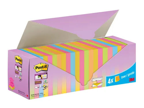 Memoblok 3M Post-it Z-Note R330 Super Sticky 76x76mm assorti kleur 20
