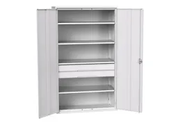 universele kast,HxBxD 2000x1300x550mm,4xStalen bodem,2lade(n)