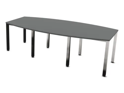 vergadertafel,HxBxD 740x2400x1200mm,vatvormig,MS-donkergrijs