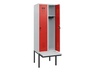 locker met bank,HxBxD 1950x600x815mm,2vak,vak B 300mm,draaigrendel - 1