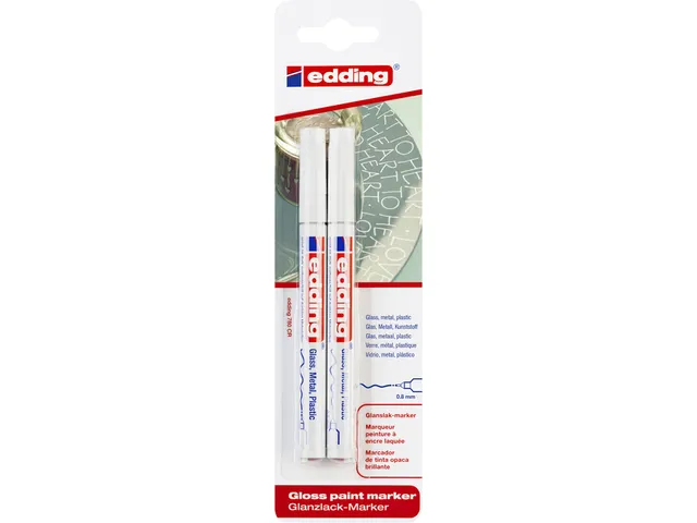 Viltstift edding 780 lakmarker rond 0.8mm blister à 2 stuks wit