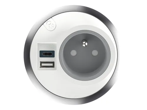 Desktop stekkerdoos Power PixelTUF 1x Penaarde +USB A/C 25W Wit