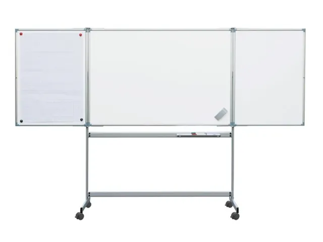 Tableau Blanc Tryptique Mobile, Maulpro, 100x150 Cm