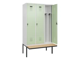 locker met bank,voor scheiding van kleding,HxBxD 2120x1200x815mm,3vak - 1