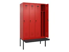 locker met bank,voor scheiding van kleding,HxBxD 2120x1200x815mm,4vak