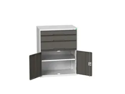 ladekast HxBxD 1000x800x550mm 3laden 2deuren RAL7035 front RAL7016