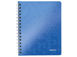 Notitieboek Leitz WOW A5 spiraal PP lijn blauw