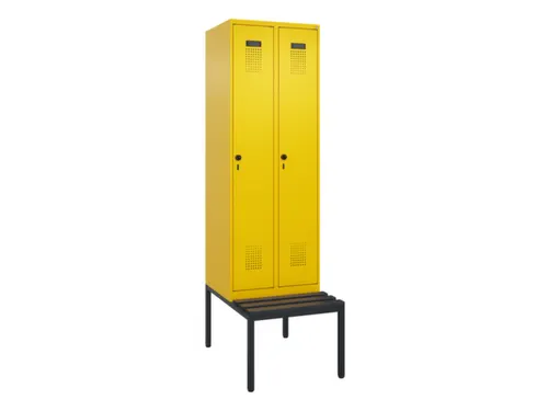 locker met bank,HxBxD 2120x600x815mm,2vak,vak B 300mm,draaigrendel