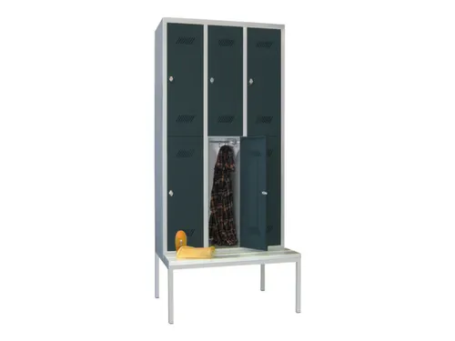 banklocker,dubbeldeks,HxBxD 2150x900x800mm,RAL7035,front RAL7016