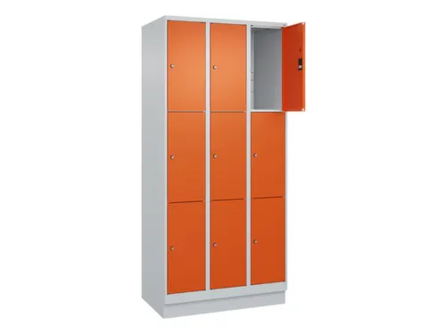 lockerkast,HxBxD 1950x900x500mm,3x3vakken,vak B 300mm,cil.-slot,sokkel