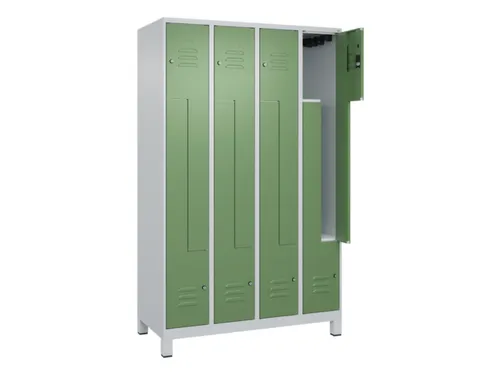 Z-garderobekast,HxBxD 1950x1200x500mm,vak B 150/300mm,cil.-slot,voeten