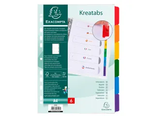 Tabbladen Witte Karton Kreatabs Personaliseerbaar 6-Delig A4 11-Gaats - 8