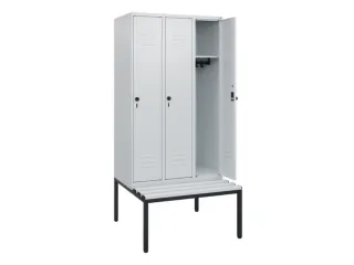 locker met bank,HxBxD 1950x900x815mm,3vak,vak B 300mm,draaigrendel - 2
