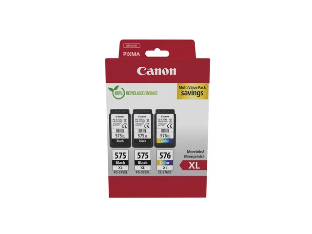 Inktcartridge Canon PG-575XL + CL-576XL 2x zw+kleur