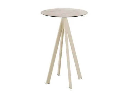 statafel,HxØ 1090x700mm,rond,4voeten zandkleuren,blad HPL Moonstone