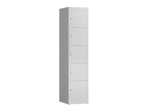 Lockerkast 1800x415x500mm 1x5 vakken cilinderslot, sokkel, RAL9003