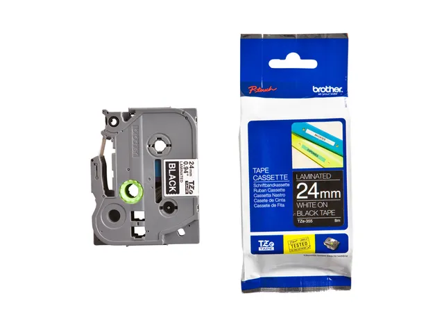 Labeltape Brother P-touch TZe-355 standaard 24mm wit op zwart