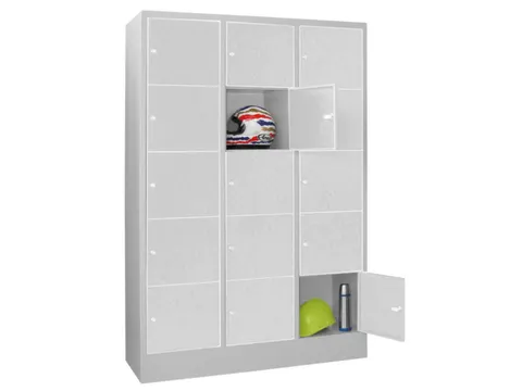 lockerkast,RAL 7035,HxBxD 1850x1200x500mm,3x5vakken,vak B 400mm