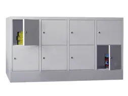 lockerkast,HxBxD 855x1600x500mm,4x2vakken,RAL7035,front RAL5010
