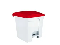 Contitop,afvalbak met pedaal 30L wit/rood