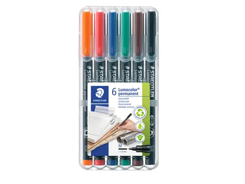 Viltstift Staedtler OHP Lumocolor 317 Medium 1.0mm Assorti 6 stuks