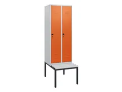 locker met bank,HxBxD 1950x600x815mm,2vak,vak B 300mm,draaigrendel