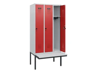 locker met bank,HxBxD 1950x900x815mm,3vak,vak B 300mm,draaigrendel - 1