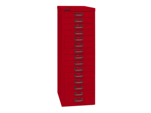 kantoor-ladekast HxBxD 860x279x380mm 15 laden romp kardinaalrood staal