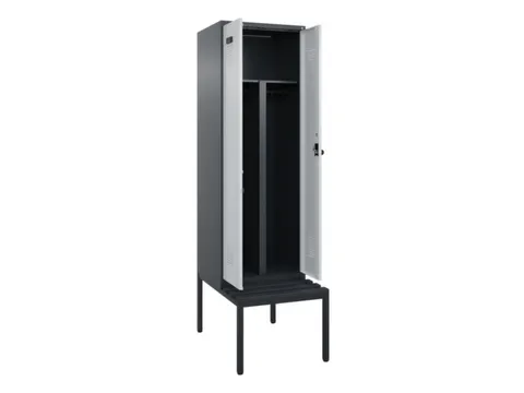PBM-locker met bank,HxBxD 2120x600x815mm,2vak,vak B 300mm,draaigrendel