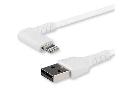 1 Meter gehoekte Lightning naar USB kabel Apple Wit Aramide