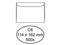 Envelop Hermes Bank C6 114x162mm wit Gegomd doos à 500 stuks