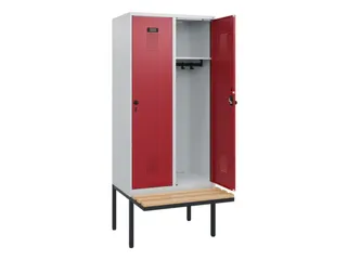 locker met bank,HxBxD 1950x800x815mm,2vak,vak B 400mm,draaigrendel - 1