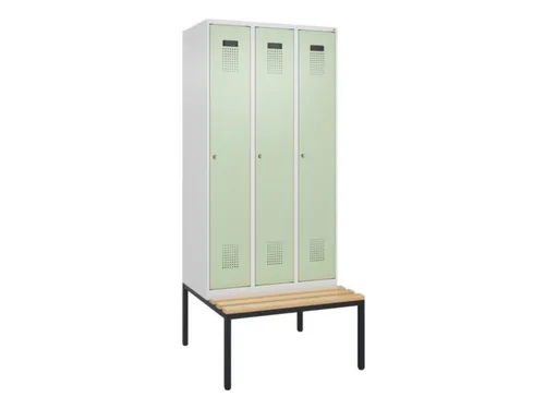 locker met bank,HxBxD 2120x900x815mm,3vak,vak B 300mm,cilinderslot