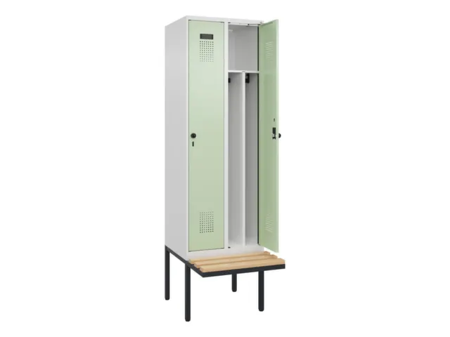 locker met bank,voor scheiding van kleding,HxBxD 2120x600x815mm,2vak