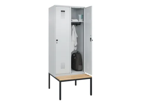 locker met bank,HxBxD 2120x800x815mm,2vak,vak B 400mm,draaigrendel