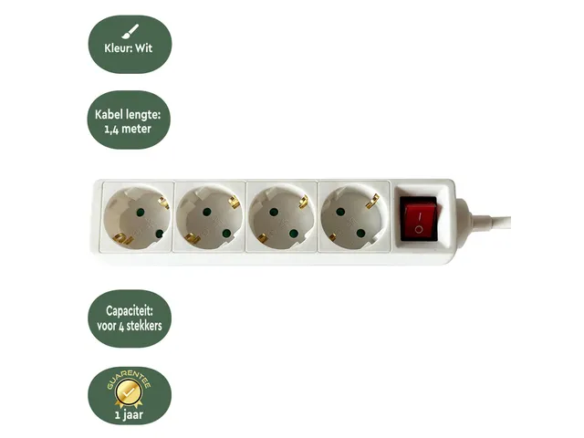 Stekkerdoos BRASQ 4 voudig 1.4 meter wit