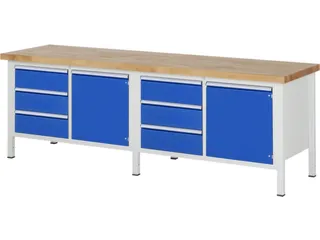 werkbank HxBxD 840-1040x2500x700mm beukblad draagverm. 1250kg - 1
