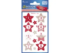 Etiket Z-design Christmas sterren 1-24 - 3 vel