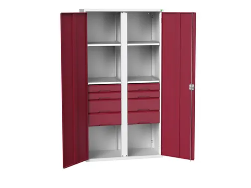 universele kast,HxBxD 2000x1050x550mm,4xStalen bodem,8lade(n)